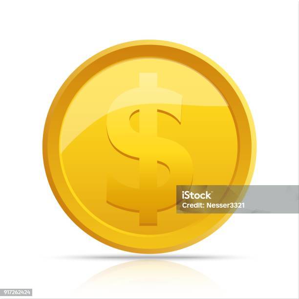 Goldmünze Gold Münze Isoliert Auf Weißem Hintergrund Goldmünze Vektorillustration Stock Vektor Art und mehr Bilder von Geldmünze