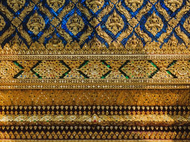 istock Glass Mosaic Wall Pattern Design In Thai Temple 917262474