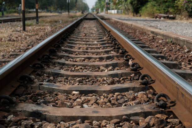 istock Closeup of railroad tracks. 917262560