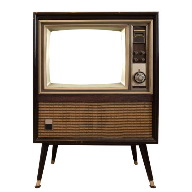 Vintage tv Vintage television - old TV with frame screen isolate on white with clipping path for object, retro technology old television stock pictures, royalty-free photos & images