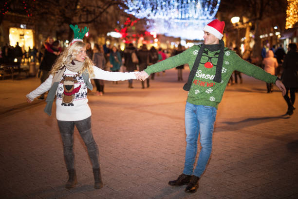 istock Happy couple on new years eve. 917266180