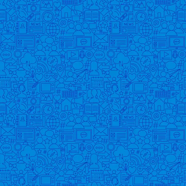 Vector illustration of Social Media Line Seamless Pattern