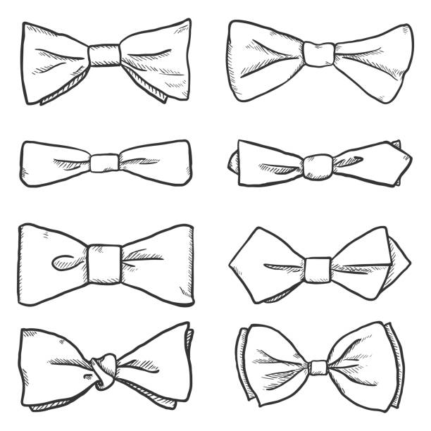 Vector Set of Sketch Bowties. Bow Ties Collection. Vector Set of Sketch Bowties. Different Types Collection. bow tie stock illustrations