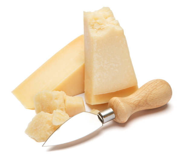 istock Piece of parmesan cheese on white background 917269674