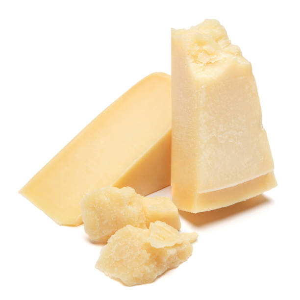 istock Piece of parmesan cheese on white background 917269734