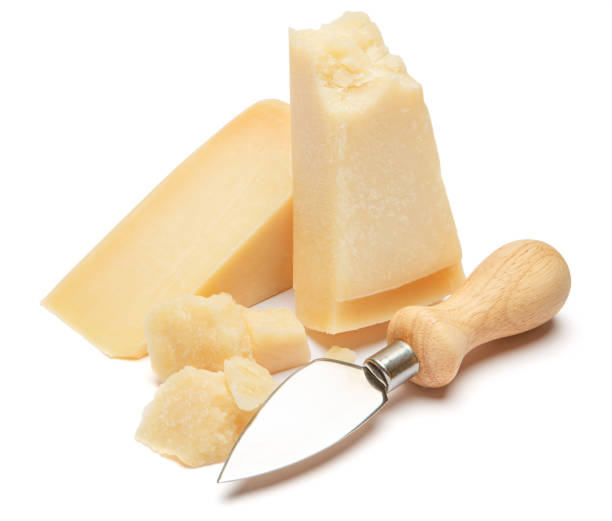 istock Piece of parmesan cheese on white background 917269862