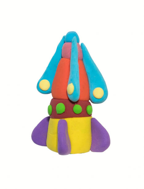 istock Rocket Clay Toy Bright Color Isolation On White Background 917270032