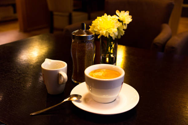 istock Coffee with milk at the local cafe, Coffee brake 917272544