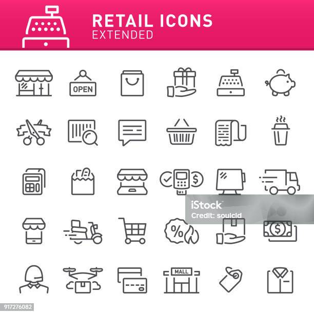 Retail Icons Stock Illustration - Download Image Now - Icon Symbol, Supermarket, Shopping Mall