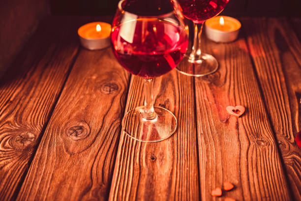 istock Valentine's day background with wine, candles 917276336