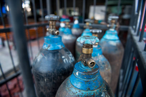 nitrogen gas tank and valve in the storage