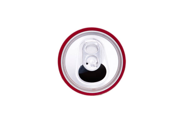 istock Opened red can of soda, top view 917279640