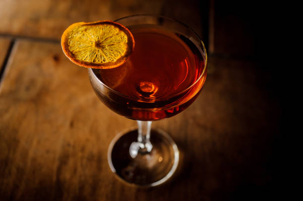 istock Manhattan cocktail decorated with an orange slice 917286898