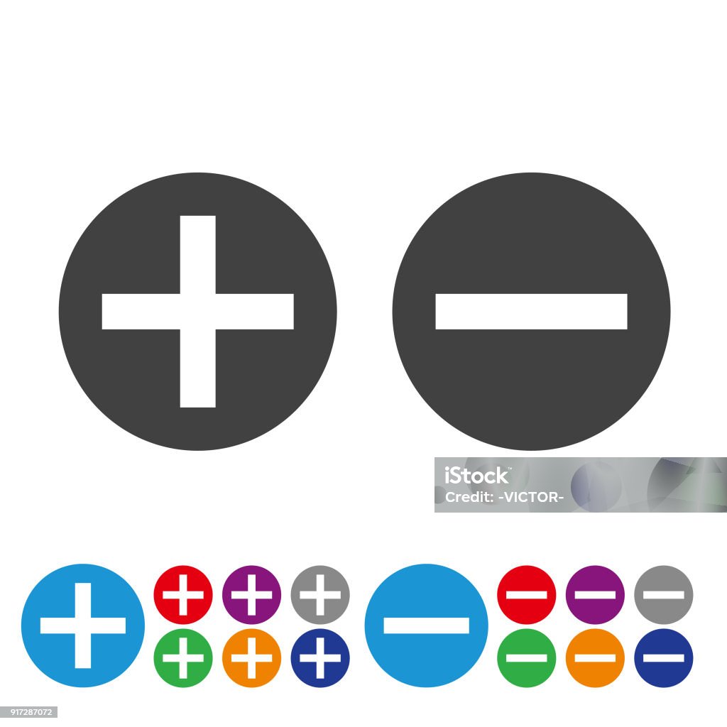 Addieren und Subtrahieren von Icons - Grafik Icon Serie - Lizenzfrei Plus-Zeichen Vektorgrafik