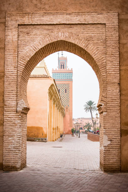 istock Marrakesh mosque seen from old town wall gate 917287092