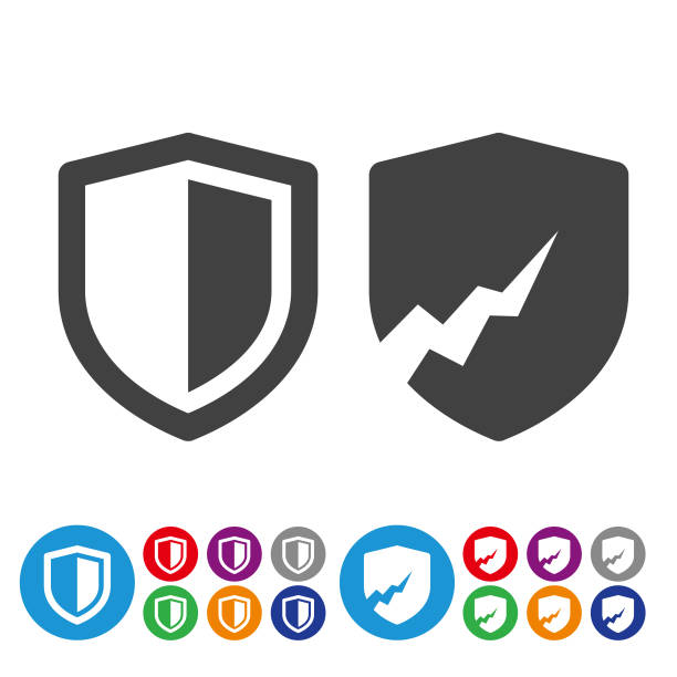 Security Icons - Graphic Icon Series Security, shield, guarding, network security, safety shield stock illustrations