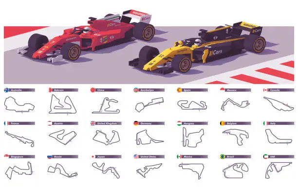 Vector illustration of Vector motor racing tracks