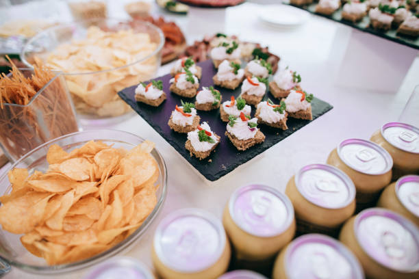 istock Catering service. Various snacks on table, banquet food. Wedding day 917292160