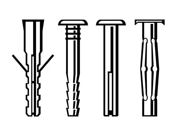 Vector illustration of Wall Anchors. Fastener