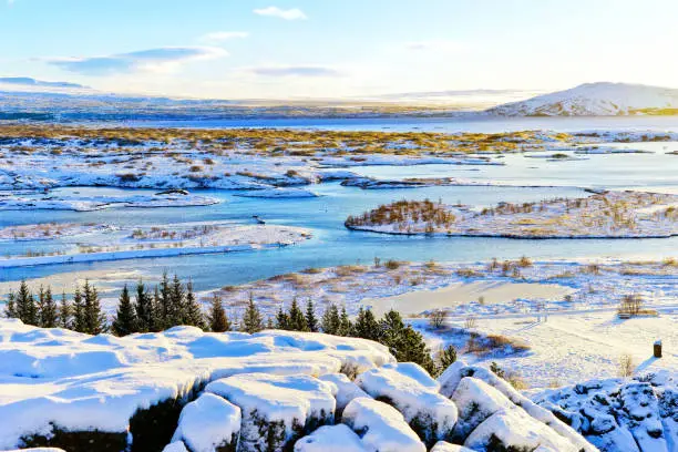 Photo of Thingvellir National Park in Iceland in winter.
