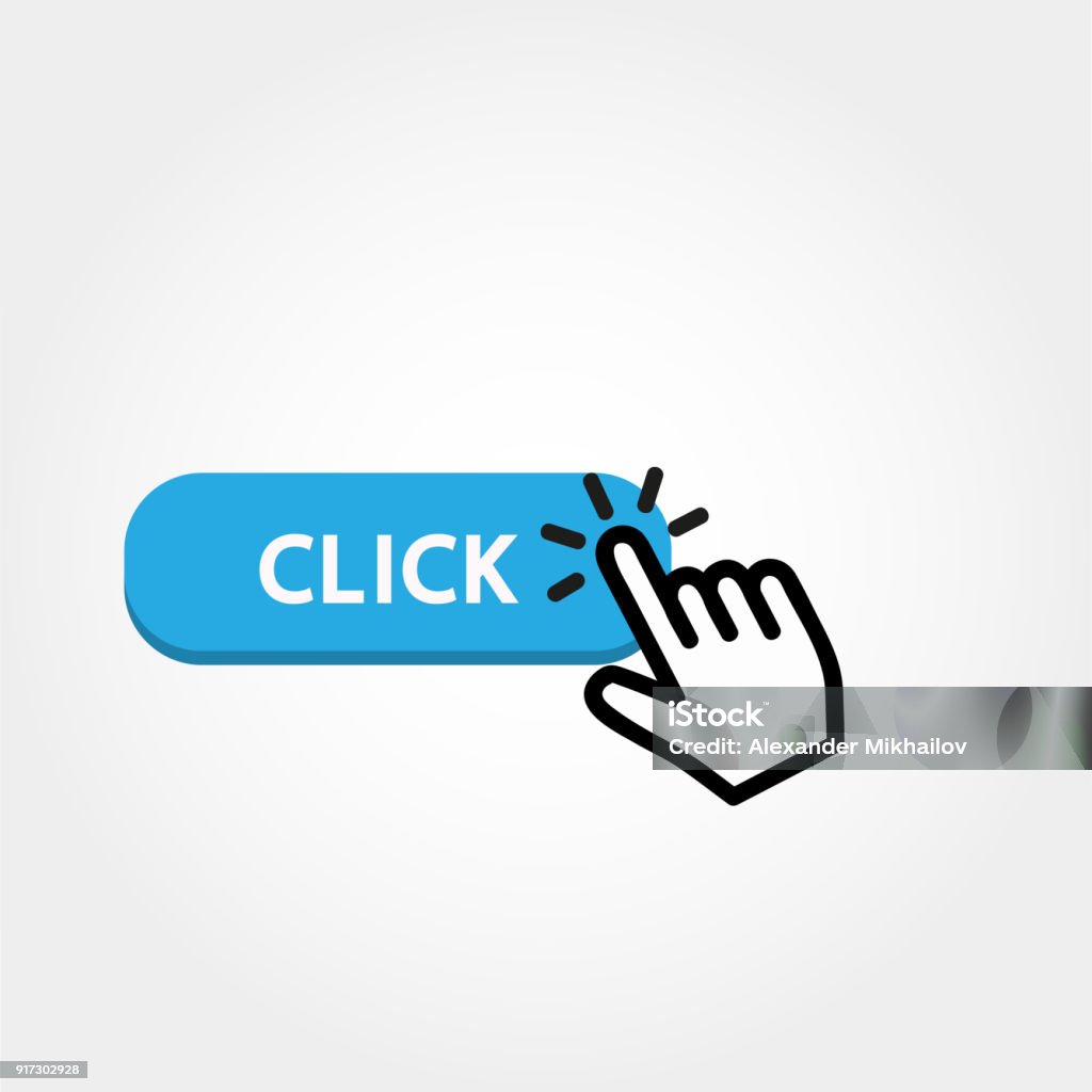 Click button with hand pointer clicking. Computer Mouse stock vector