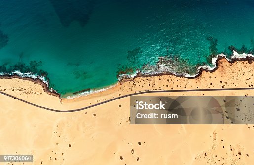 istock Aerial view of beach in Corralejo Park, Fuerteventura, Canary Islands 917306064