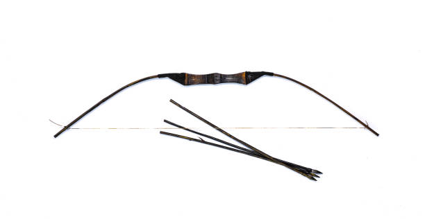 ancient wooden bow on white isolated background