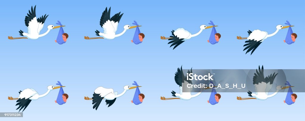 Storks With Baby Flying Animation Stock Illustration - Download Image Now -  Stork, Baby - Human Age, Child - iStock