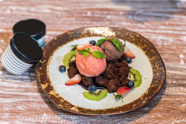 istock Chocolate brownie with gelato 917321022