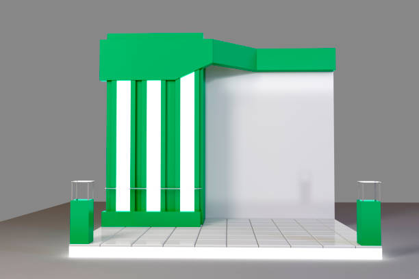 istock Trade exhibition stand, Exhibition round, 3D rendering visualization of exhibition equipment,space on a white background 917322206