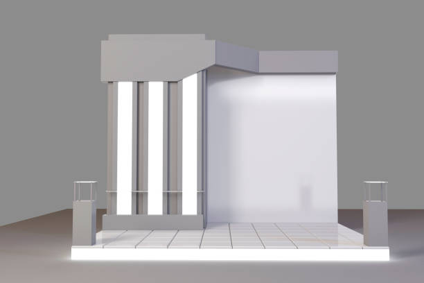 istock Trade exhibition stand, Exhibition round, 3D rendering visualization of exhibition equipment,space on a white background 917323242