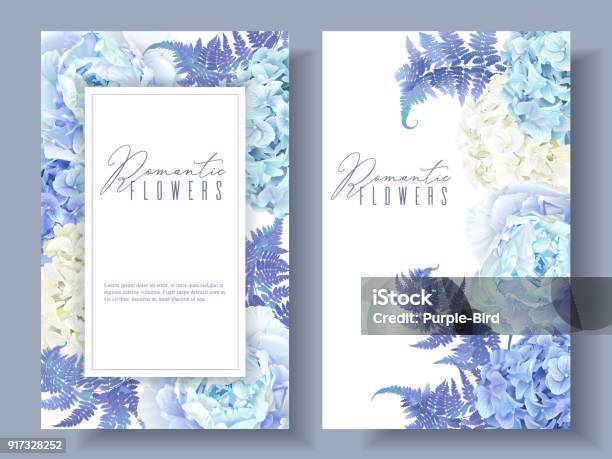 Bannières Bleus Florales Vecteurs libres de droits et plus d'images vectorielles de Fleur - Flore - Fleur - Flore, Mariage, Carte de voeux et d'anniversaire