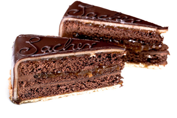 istock Two pieces of Sachertorte on a white background 917341524