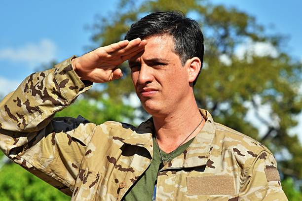 istock Male Soldier Saluting 917343596
