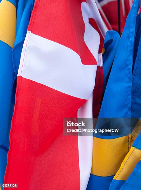 Photo libre de droit de Danois Et Suédois Flags banque d'images et plus d'images libres de droit de Blanc - Blanc, Bleu, Croix - Forme