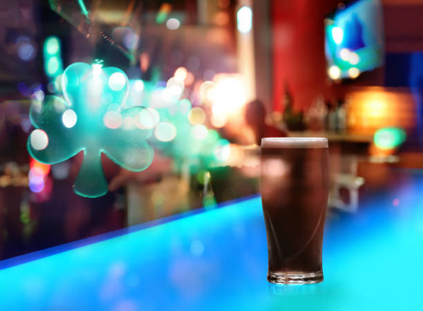 Famous black Irish stout in Irish pub.