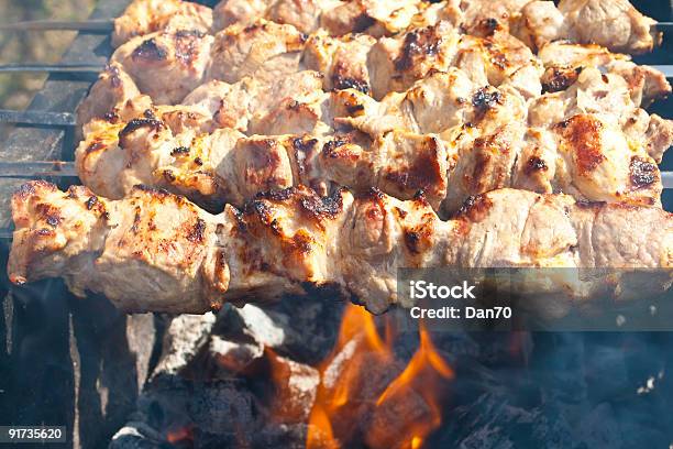 Shish Kebab No Grelhador - Fotografias de stock e mais imagens de Almoço - Almoço, Assado, Assado no Espeto