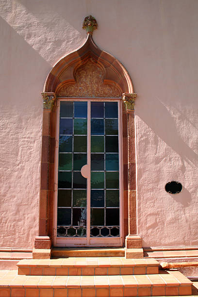 Venetian Gothic Renaissance Mansion Doorway Ringling Museum Sarasota FL  cusp stock pictures, royalty-free photos & images