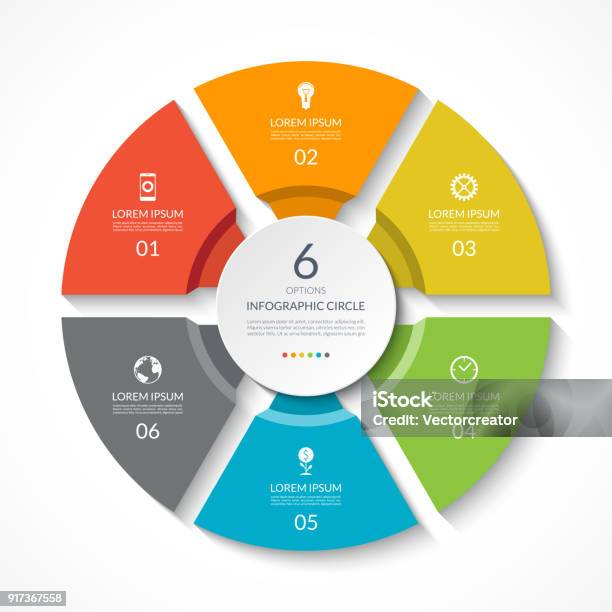 Cercle De Linfographie Diagramme De Processus Diagramme Vectoriel Avec 6 Options Peut Être Utilisé Pour Le Graphique Présentation Rapport Options De Létape Design Web Vecteurs libres de droits et plus d'images vectorielles de Chiffre 6