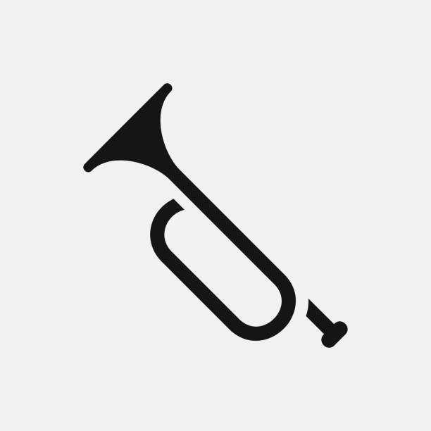 ilustrações, clipart, desenhos animados e ícones de trompete icon ilustração - bugle trumpet jazz music