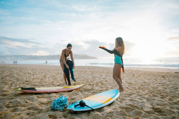 istock Earl morning physical activity for surfing women 917373230