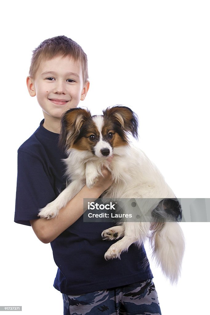 Menino e pequeno Cão - Royalty-free Cachorrinho Foto de stock