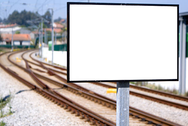 istock Blank Sign in Railway Tracks 91737936