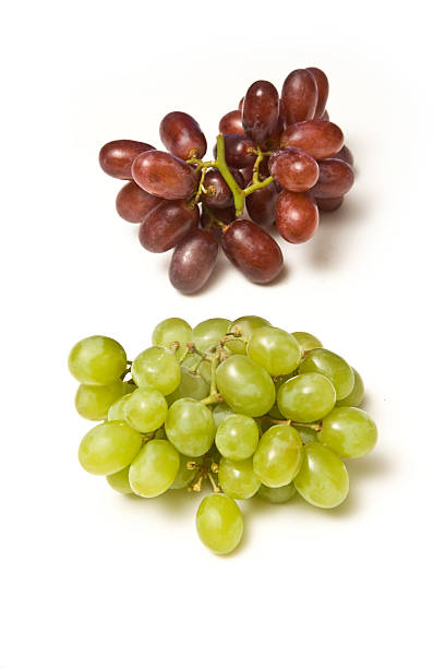 istock Red and green bunches of grapes isolated on white 91738177
