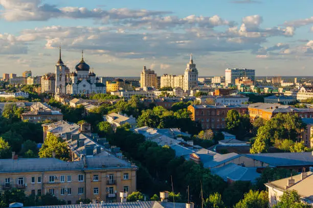 Aerial view of Voronezh downtown in summer.