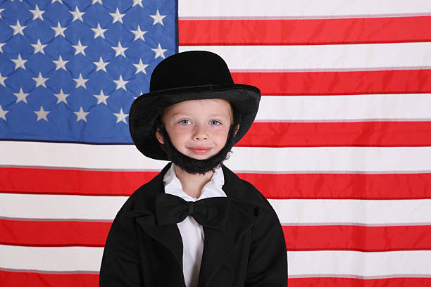 istock Young boy dressed up like Abraham Lincoln 91739052