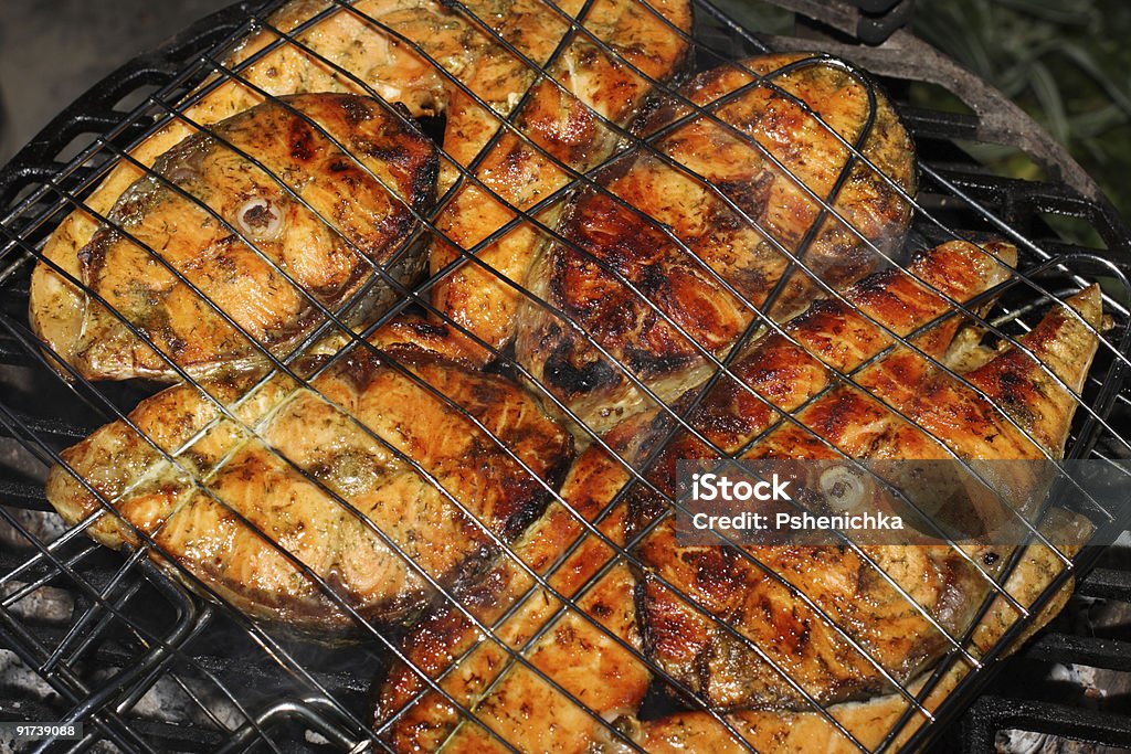 Salmão no grill - Foto de stock de Alimentação Saudável royalty-free