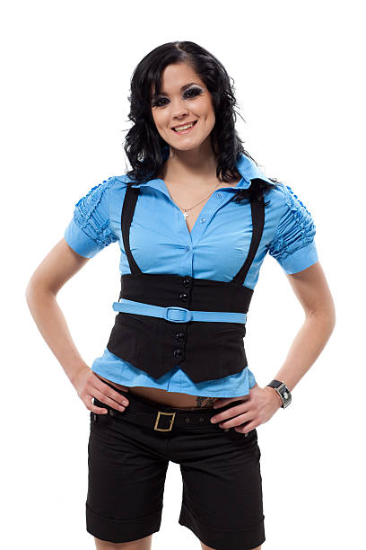 istock Brunette woman in blue. 91739385