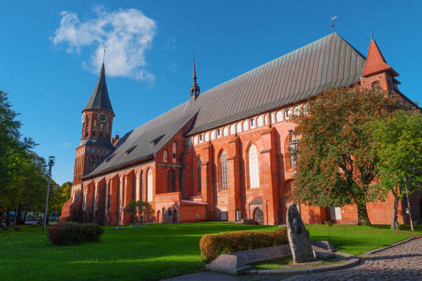 готический собор, остров кант, калининград, россия - калининград стоковые фото и изображения