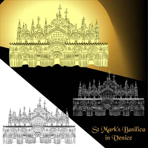 Vector illustration of Vector illustration of St. Mark's Basilica in Venice (Italy)